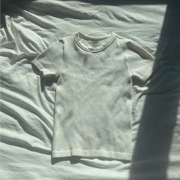 Ardene Cream Ribbed Tee - Picture 1 of 3